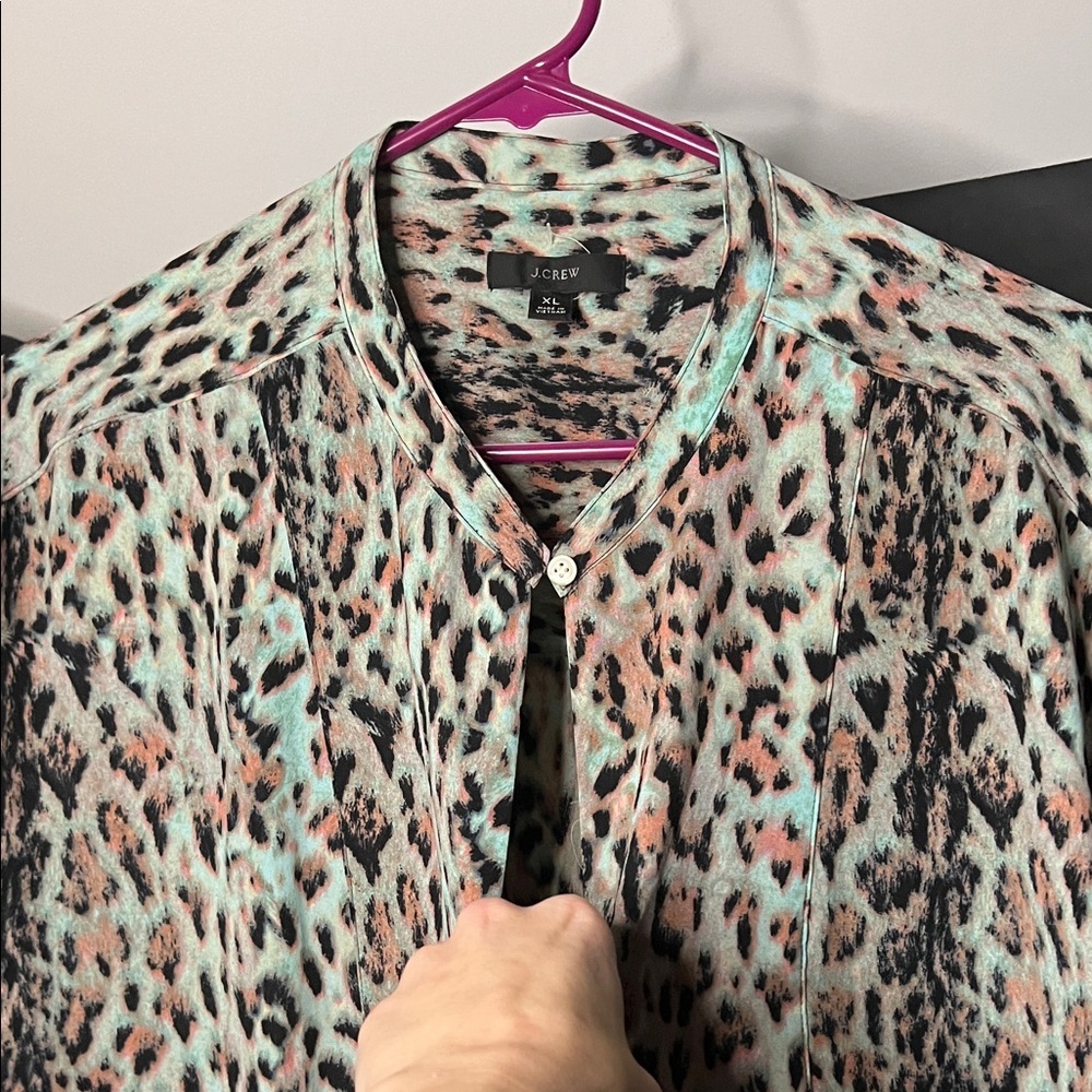 J. Crew Leopard Print Blouse in Pastel Hues - Picture 7 of 8